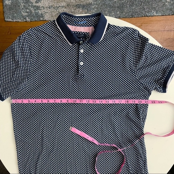 Ted Baker London Pickal Trim Fit Print Polo Navy Men’s Size XL Slim - Picture 3 of 8